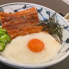 スタミナ満点！「ふっくら肉厚うなぎのとろ玉ぶっかけうどん」