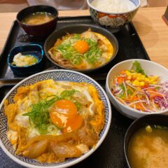 秋の月見商戦真っ盛り！吉野家の「月見牛とじ丼」