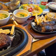 炭焼きハンバーグ＆肉厚とろあじフライ！「ブロンコビリー彦根」